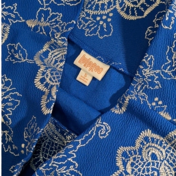 Lularoe Royal Blue Silver Floral A-Line Pencil Cassie Skirt Yoga Size Small - Picture 9 of 11